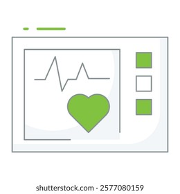 Filled line heartbeat graph with peaks, perfect for cardiology apps, fitness trackers, and medical diagnostic interfaces.