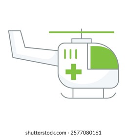 Filled line helicopter with medical cross, perfect for critical care apps, disaster response themes, and air rescue services.