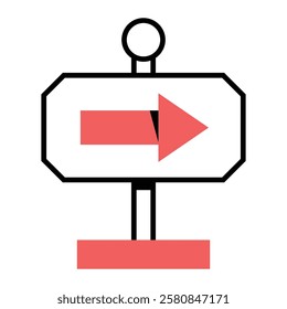 Filled line icon depicting shipping direction for ecommerce drop shipping. Ideal for guiding logistics, route planning, and delivery navigation.