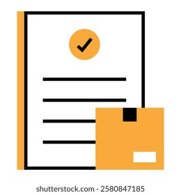 Filled line icon depicting a shipping manifest for ecommerce drop shipping. Ideal for order tracking, documentation, and freight management.