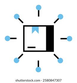 Filled line icon for Distribution Network in drop shipping and ecommerce. Ideal for modern online stores and digital business that boosts efficiency.