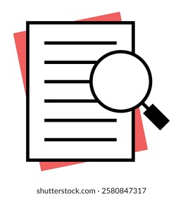 Filled line icon for Document Search in drop shipping and ecommerce. Ideal for modern online stores and digital business that boosts efficiency.