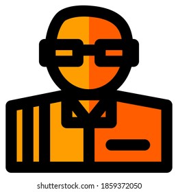 Icono de línea rellenada de un empleado, adecuado para una parte del conjunto de iconos de la oficina