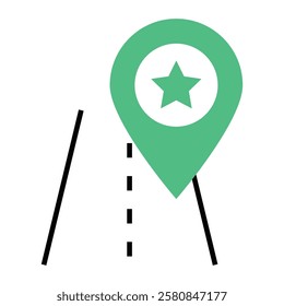 Filled line icon featuring a destination pin for ecommerce drop shipping. Ideal for mapping, location tracking, and pinpointing delivery routes.
