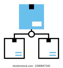 Filled line icon illustrating the supply chain for ecommerce drop shipping. Ideal for logistics, inventory, and comprehensive supply management.