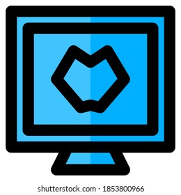 Filled line icon of a Personal Computer, suitable for a part of the house or home icon set
