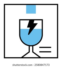 Filled line icon representing fragile goods for ecommerce drop shipping. Ideal for secure packaging, careful logistics, and safe cargo handling.