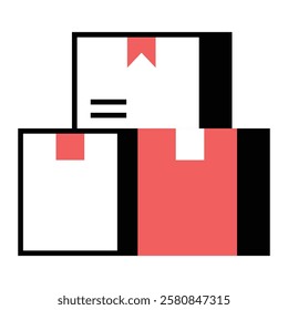 Filled line icon for Stacked Boxes in drop shipping and ecommerce. Ideal for modern online stores and digital business that boosts efficiency.