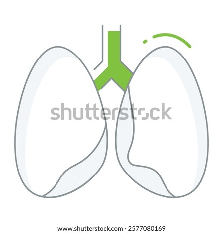 Filled line lung organ design, perfect for pulmonology apps, smoking cessation campaigns, and respiratory care guides.