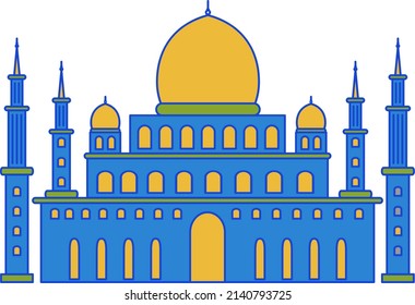 Filled line mosque vector illustration