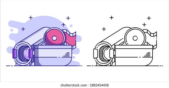 Filled Line and Outline Video Camera Handy cam for your website design, logo, app. Vector Premium EPS10