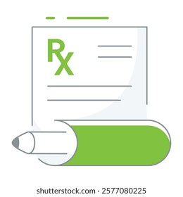 Filled line prescription note with checkmark, suited for e-pharmacy platforms, medication apps, and healthcare blogs.