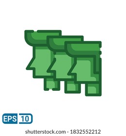 filled line style icon of avatar group isolated on white background. EPS 10