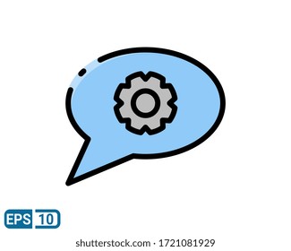 filled line style icon of bubble chat configuration. Vector illustration on white background. EPS 10