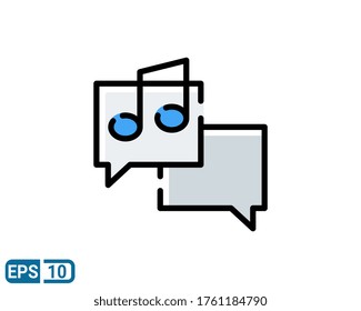 icono de estilo de línea rellena de chat sobre el estilo de música aislado en fondo blanco. EPS 10