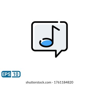 filled line style icon of chat about music. vector illustration for graphic design, website, UI isolated on white background. EPS 10