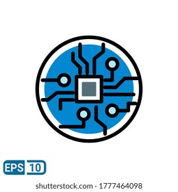icono de estilo de línea relleno de la tarjeta de circuito. ilustración vectorial para diseño gráfico, sitio web, interfaz de usuario aislada en fondo blanco. EPS 10