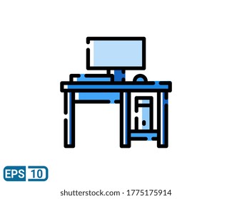 filled line style icon of computer. vector illustration for graphic designer, website, UI isolated on white background. EPS 10