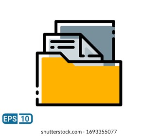 filled line style icon of document. high quality vector on white background. EPS 10