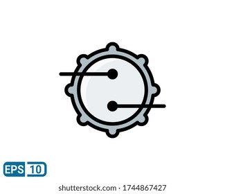 filled line style icon of drum isolated on white background. EPS 10
