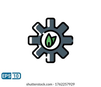 filled line style icon of eco mechanism settings isolated on white background. EPS 10