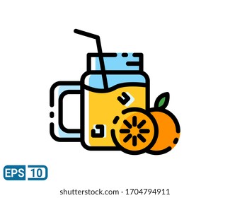 filled line style icon of fresh juice on white background. for graphic designer, website, UI. EPS 10