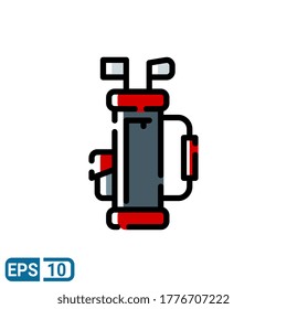 icono de estilo de línea rellena de bolso de palo de golf. ilustración vectorial para diseñador gráfico, sitio web, interfaz de usuario aislada en fondo blanco. EPS 10