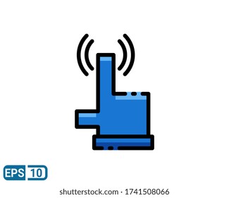 filled line style icon of hand gesture. vector illustration for graphic design, website, UI isolated on white background. EPS 10