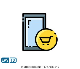 filled line style icon of internet store. vector illustration for graphic design, website, UI isolated on white background. EPS 10