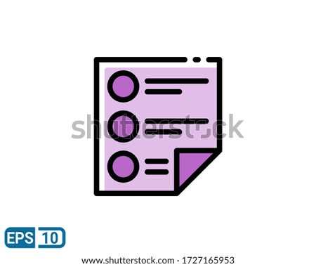 filled line style icon of note list icon isolated on white background. EPS 10
