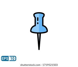filled line style icon line office push pin isolated on white background. illustration for graphic designer, website, UI. EPS 10