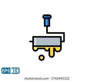 filled line style icon of paint brush. vector illustration for graphic design, website, UI  isolated on white background. EPS 10