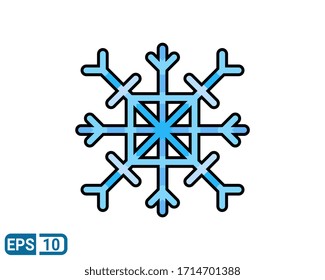 filled line style icon of snowflake for graphic designer, website, UI. illustration isolated on white background. EPS 10