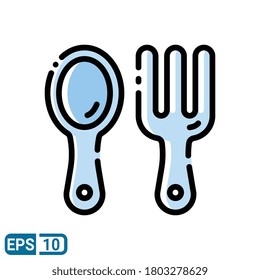 filled line style icon of spoon and fork. vector illustration for graphic design, website, UI isolated on white background. EPS 10