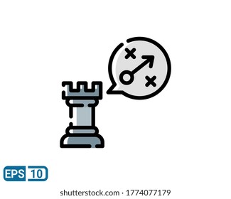 icono de estilo de línea relleno de acción de estrategia. ilustración vectorial para diseño gráfico, sitio web, interfaz de usuario aislada en fondo blanco. EPS 10