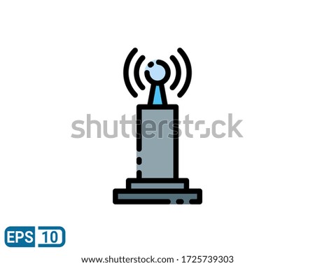 filled line style icon of transmitter. vector illustration isolated on white background. EPS 10