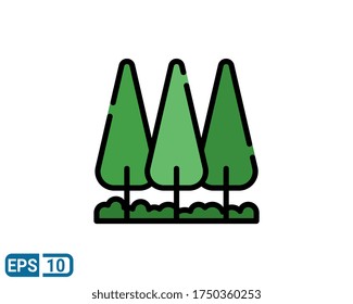 filled line style icon of tree. vector illustration for graphic design, website, UI isolated on white background. EPS 10