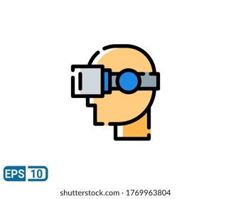 filled line style icon of VR glasses isolated on white background. EPS 10