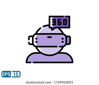 Fülllinie Stil Symbol der VR Brille. Vektorgrafik für Grafikdesign, Website, Benutzeroberfläche einzeln auf weißem Hintergrund. EPS10