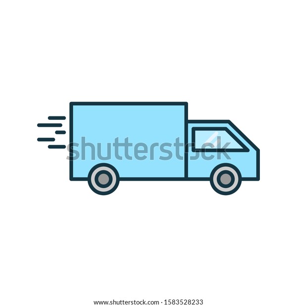 filled line Van Icon, truck vector isolated on\
white background