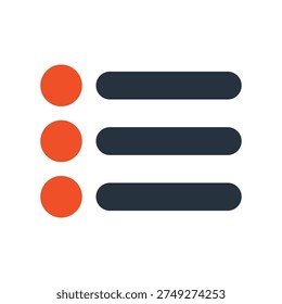 Filled List Selector Symbol Adorned with Vibrant Orange Dots