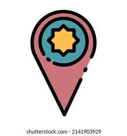 Icono de ubicación rellena con fondo blanco para su diseño web.