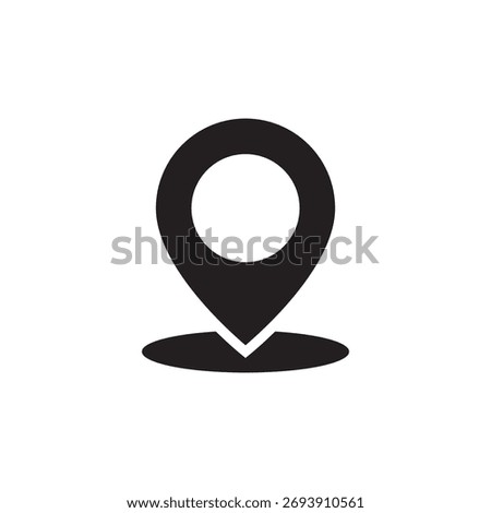 Filled location pin symbol with a central dot for map coordinates.