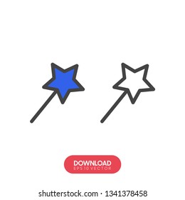 Filled magic wand super icon. Magic wand vector illustration for graphic design. Magic wand symbol. - Vector