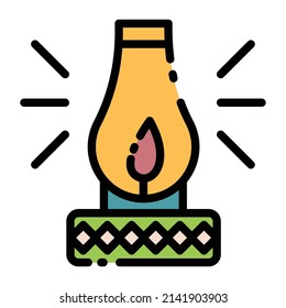 Filled Oil Lamp icon with white background for your web design.