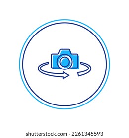 Filled outline 360 degree view icon isolated on white background. Virtual reality. Angle 360 degree camera. Panorama photo.  Vector