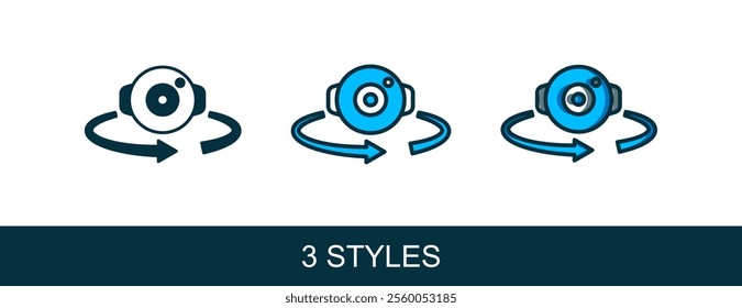 Filled outline 360 degree view icon isolated on white background. Virtual reality. Angle 360 degree camera. Panorama photo.  Vector