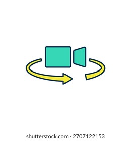 Filled outline 360 degree view icon isolated on white background. Virtual reality. Angle 360 degree camera. Panorama photo.  Vector