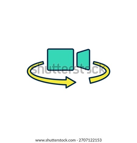 Filled outline 360 degree view icon isolated on white background. Virtual reality. Angle 360 degree camera. Panorama photo.  Vector