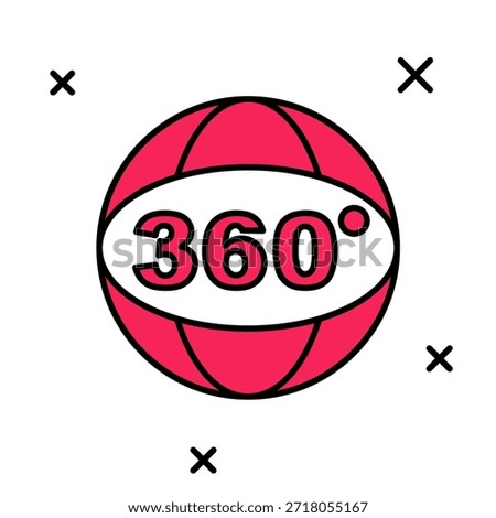Filled outline 360 degree view icon isolated on white background. Virtual reality. Angle 360 degree camera. Panorama photo.  Vector